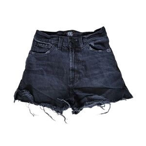 UO BDG Girlfriend High Rise Black Denim Shorts Distressed Cut Off